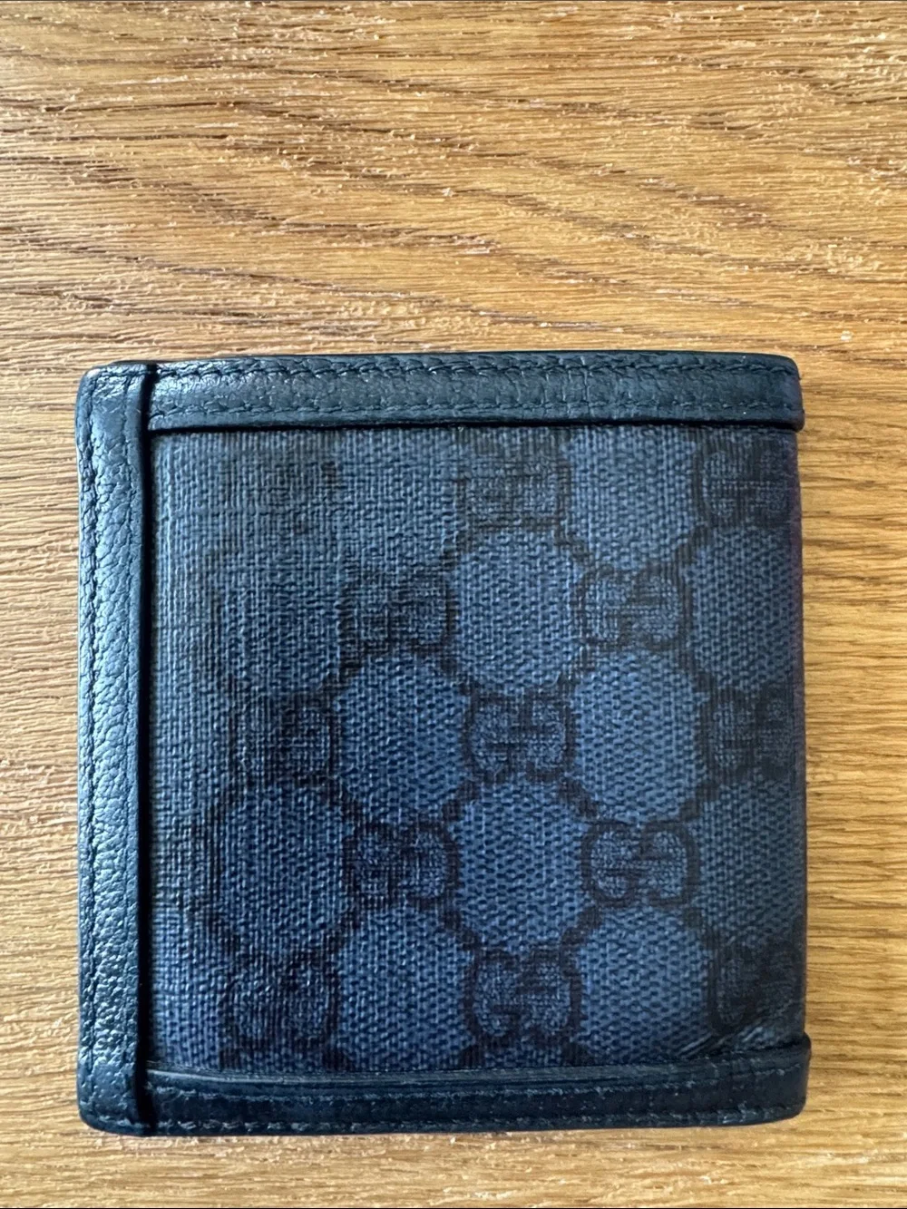 Gucci Black GG Monogram Leather-Trim Bifold Wallet with Silver GG